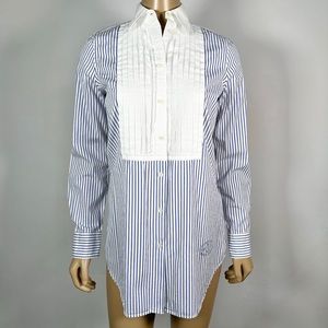 Ralph Lauren Blue and White Striped Button Down Shirt